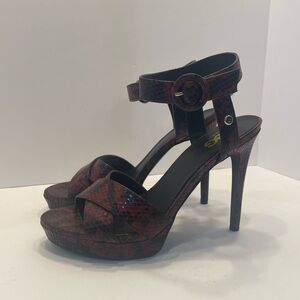 GBG Guess Maroon and Black Snakeskin Platform Heels